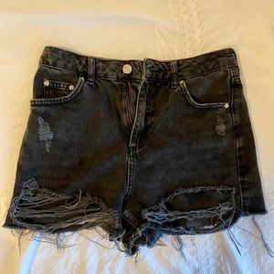 Top Shop high waisted black jean shorts